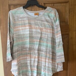 Ruby Rd. Pastel Striped Long Sleeve Top